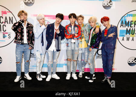 BTS / Bangtan Boys attend the 2017 American Music Awards at Microsoft Theater on November 19, 2017 in Los Angeles, California. Stock Photo