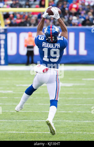 Kansas City Chiefs Steve Nelson watches New York Giants Travis Rudolph Jr.  catch a pass in the first quarter in week 11 of the NFL at MetLife Stadium  in East Rutherford, New