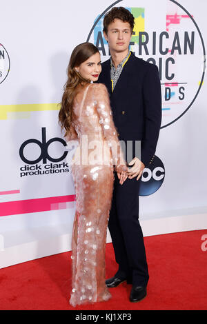 Los Angeles, Ca, USA. 19th Nov, 2017. Violetta Komyshan and Ansel Elgort attend the 2017 American Music Awards at Microsoft Theater on November 19, 2017 in Los Angeles, California, USA Credit: John Rasimus/Media Punch ***France, Sweden, Norway, Denark, Finland, Usa, Czech Republic, South America Only***/Alamy Live News Stock Photo