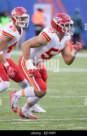 Carson, Ca. 24th Sep, 2017. Kansas City Chiefs outside linebacker Frank  Zombo #51 reading the play during the NFL Kansas City Chiefs vs Los Angeles  Chargers at Stubhub Center in Carson, Ca