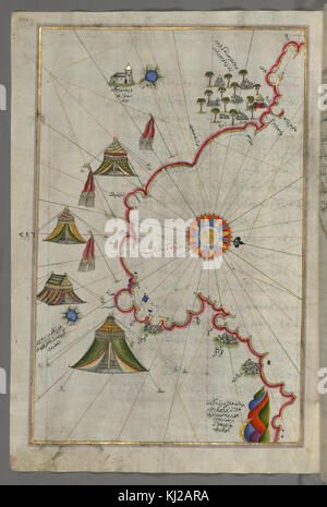 Piri Reis - Map of the Libyan Coast as Far as Benghazi - Walters W658293A - Full Page Stock Photo