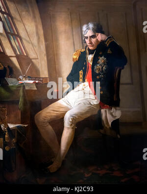 Vice Admiral Lord Nelson by Charles Lucy, oil on canvas, 1853. The portrait shows Horatio Nelson in his cabin on HMS Victory on the morning of the Battle of Trafalgar. Stock Photo