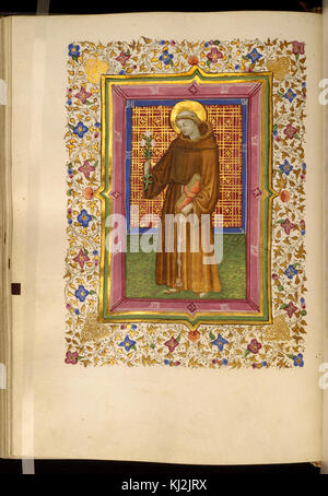 Master of Isabella di Chiaromonte - Leaf from Book of Hours - Walters W328170V - Open Reverse Stock Photo