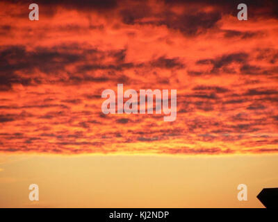Red clouds fire on sky Stock Photo