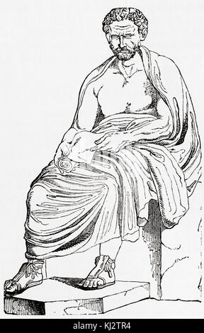 Demosthenes, 384 –  322 BC.  Greek statesman and orator of ancient Athens.  From Ward and Lock's Illustrated History of the World, published c.1882. Stock Photo