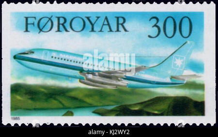 Faroe stamp 121 maersk air Stock Photo