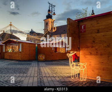 Sibiu, Transylvania, Romania central square at night time. Hermannstadt  city Stock Photo - Alamy