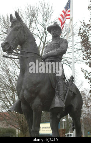 Statue of president Theodore Roosevelt in his rough rider uniform on horseback Stock Photo