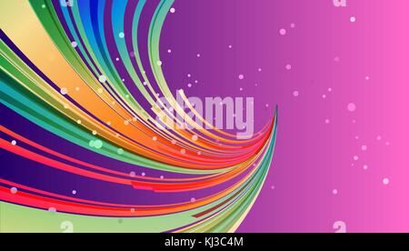 Abstract colorful pink and purple background with curve element, directed beam lines Stock Vector