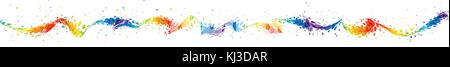 Seamless abstract multicolor curve, splash on white background Stock Vector