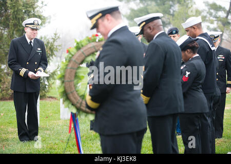 Rear Admiral Grace Hopper, a pioneering computer scientist and naval officer, is honored at Arlington National Cemetery for her significant contributions to computer programming and military service. Stock Photo