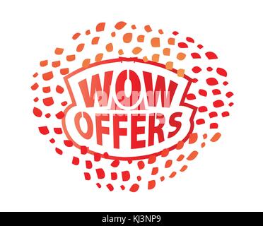 wow offers sign, offers design, isolated on white background. Stock Vector