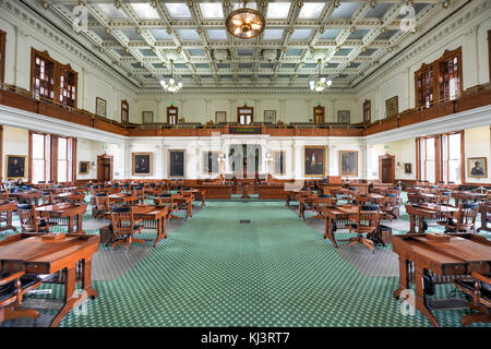 AUSTIN, TEXAS - MARCH 7: The Senate Chamber of the Texas State Capitol building on March 7, 2014 in Austin, Texas. Stock Photo