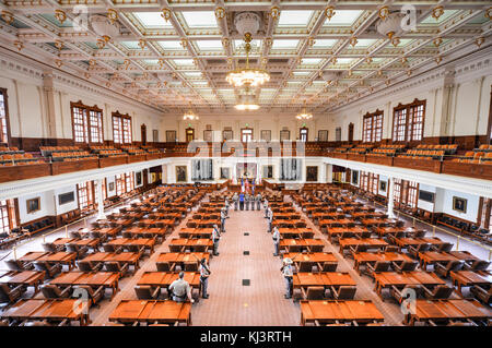 AUSTIN, TEXAS - MARCH 7: The House of Representatives Chamber of the Texas State Capitol building during the changing of the guard on March 7, 2014 in Stock Photo