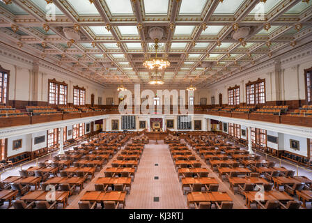 AUSTIN, TEXAS - MARCH 7: The House of Representatives Chamber of the Texas State Capitol building on March 7, 2014 in Austin, Texas. Stock Photo