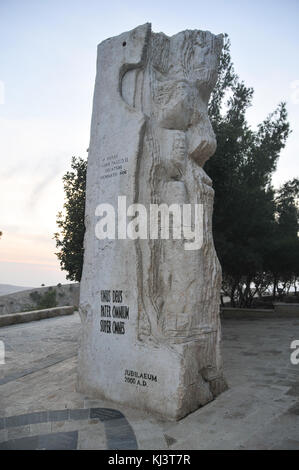 The Millennium Monument at Mount Nebo where on March 19, 2000, Pope John Paul II visited the site during his pilgrimage to the Holy Land. Stock Photo