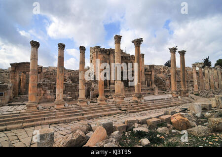 The Nymphaeum in Jerash, Jordan. Jerash is the site of the ruins of the Greco-Roman city of Gerasa. Stock Photo