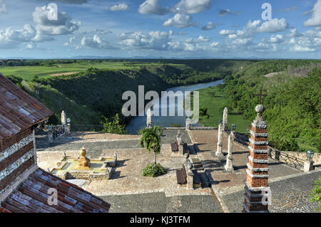 Ancient village Altos de Chavon - Colonial town reconstructed in Dominican Republic. Casa de Campo, La Romana, Dominican Republic, tropical seaside re Stock Photo