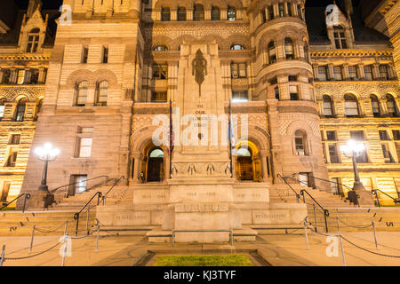Toronto's Old City Hall at night. One of the largest buildings in Toronto and the largest civic building in North America upon completion in 1899. Stock Photo