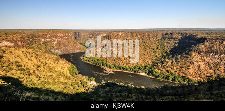 Zambezi River Gorge between Zambia and Zimbabwe from the Zambian side. Stock Photo