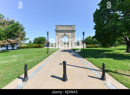 Royal Military College of Canada Memorial Arch, Kingston, Ontario. Stock Photo