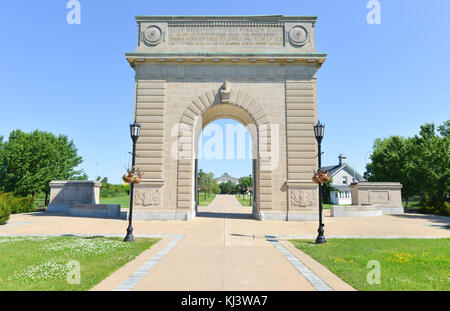 Royal Military College of Canada Memorial Arch, Kingston, Ontario. Stock Photo