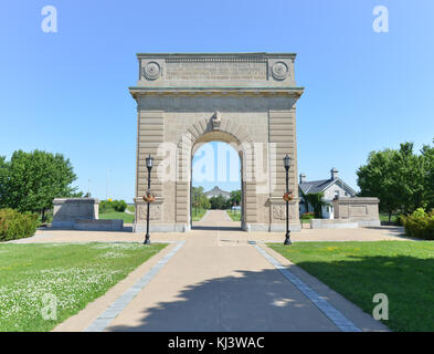 Royal Military College of Canada Memorial Arch, Kingston, Ontario. Stock Photo