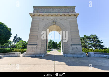 Royal Military College of Canada Memorial Arch, Kingston, Ontario. Stock Photo