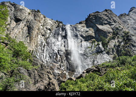 Bridalveil Fall in Yosemite National Park. One of the most prominent waterfalls in the Yosemite Valley in California Stock Photo