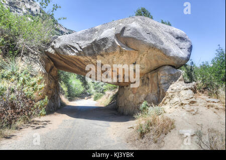 Tunnel Rock. Historic highway at Sequoia National Park, USA Stock Photo