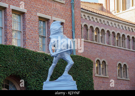 Los Angeles, NOV 19: Tommy Trojan wrap with duct tape on NOV 19, 2017 at Los Angeles, California, United States Stock Photo