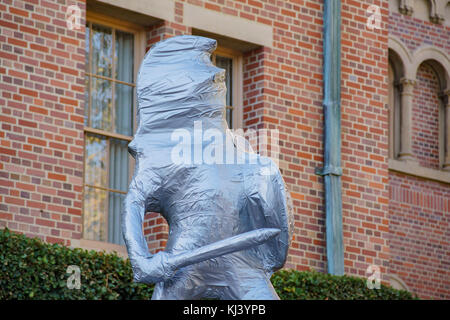 Los Angeles, NOV 19: Tommy Trojan wrap with duct tape on NOV 19, 2017 at Los Angeles, California, United States Stock Photo