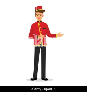 Bellboy hotel service. Vector Illustration Stock Vector