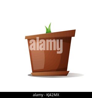 pot, grass - cartoon illustration.  Stock Vector