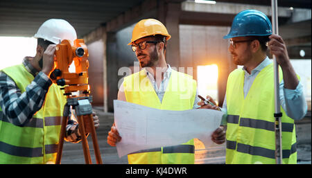 Group of engineering team had meeting at working site Stock Photo