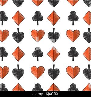 suits diamond pike spade tile clover clubs hearts french playing Stock Vector