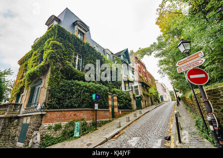 Street in Montmare distric of Paris, France Stock Photo