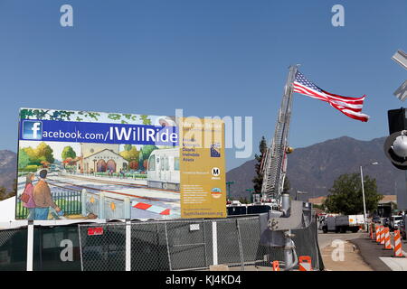 MONROVIA, CALIFORNIA, USA - SEPTEMBER 10, 2014: Official groundbreaking for the Monrovia Station on the Los Angeles Gold Line. Stock Photo