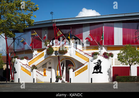 An exterior view of the recently renovated Pomarez arena (40360) (Landes (40), Nouvelle-Aquitaine, France). Stock Photo