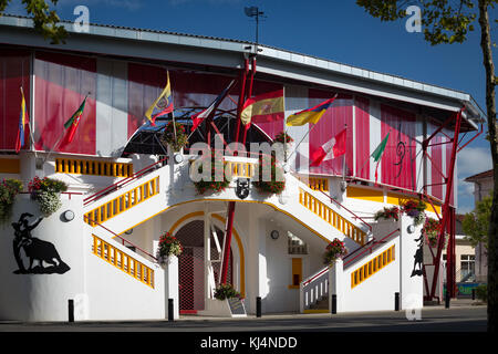 An exterior view of the recently renovated Pomarez arena (40360) (Landes (40), Nouvelle-Aquitaine, France). Stock Photo