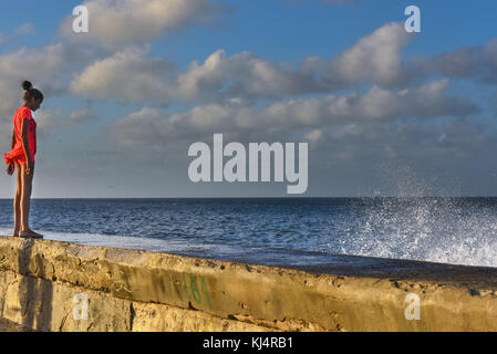 Young girl, Malecon, Havana Stock Photo