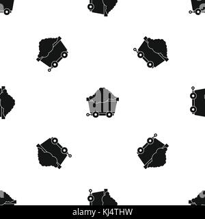 Cart on wheels with coal pattern seamless black Stock Vector