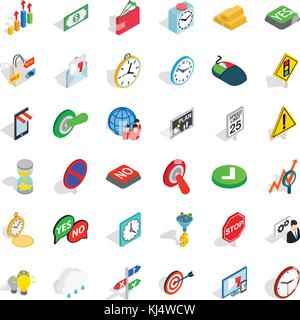 Indicator icons set, isometric style Stock Vector