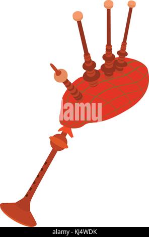 Bagpipe icon, isometric style Stock Vector