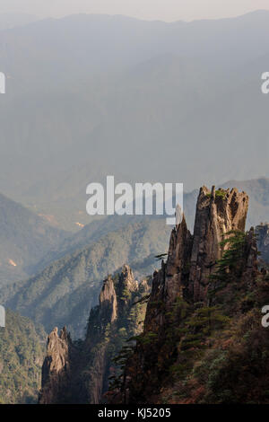 Pointy peaks on Yellow Mountain in China Stock Photo