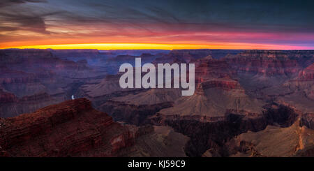 Vibrant skies after sunset over the Grand Canyon at thee Hopi Point Overlook Stock Photo