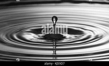 Abstract Photography - Splash of a Water Drop in Black and White Stock Photo
