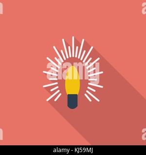 Bulb icon. Flat vector related icon with long shadow for web and mobile applications. It can be used as - logo, pictogram, icon, infographic element.  Stock Vector