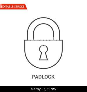 Padlock Icon. Thin Line Vector Illustration. Adjust stroke weight - Expand to any Size - Easy Change Colour - Editable Stroke - Pixel Perfect Stock Vector