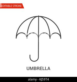 Umbrella Icon. Thin Line Vector Illustration. Adjust stroke weight - Expand to any Size - Easy Change Colour - Editable Stroke - Pixel Perfect Stock Vector